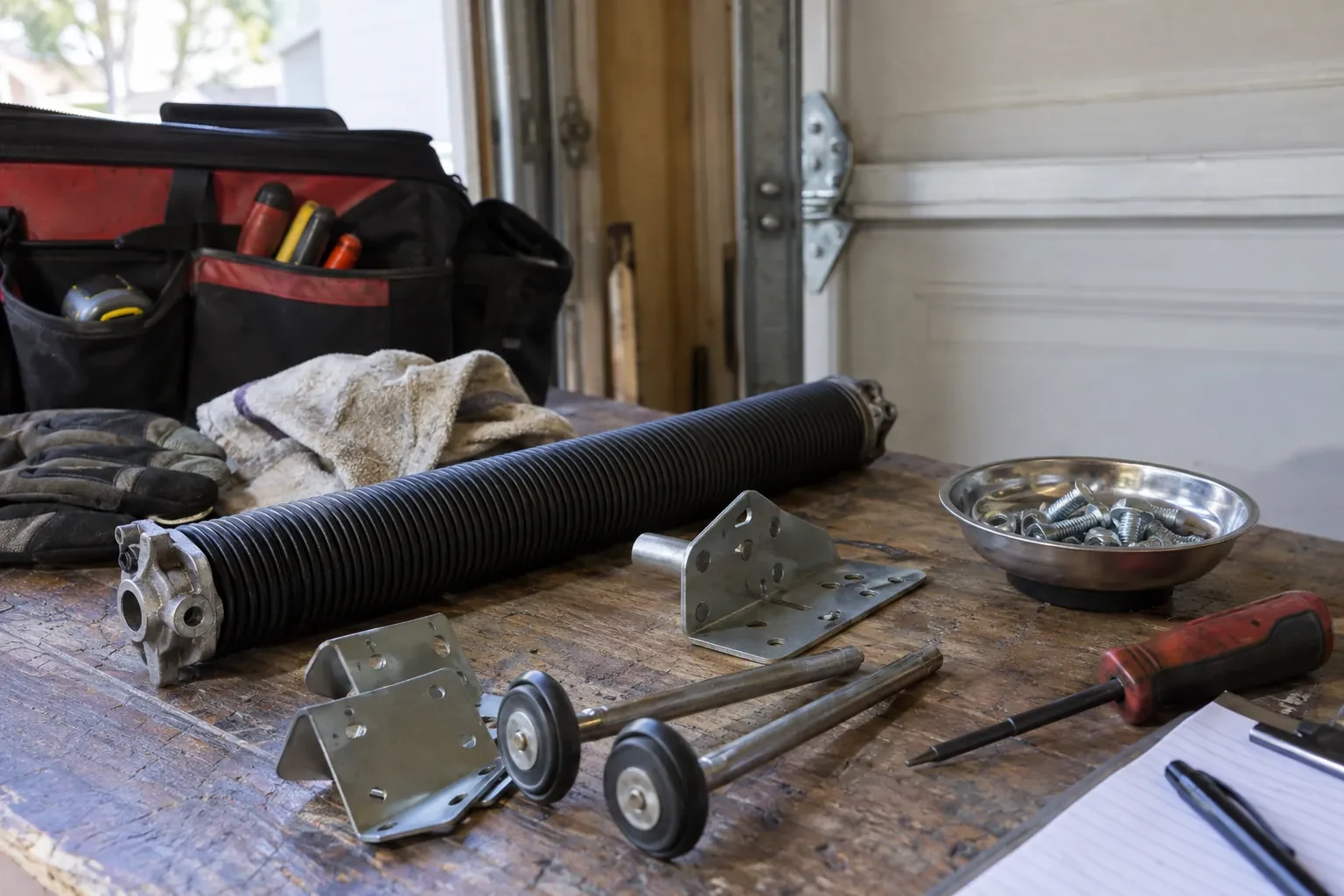 Illustrative garage doors scene