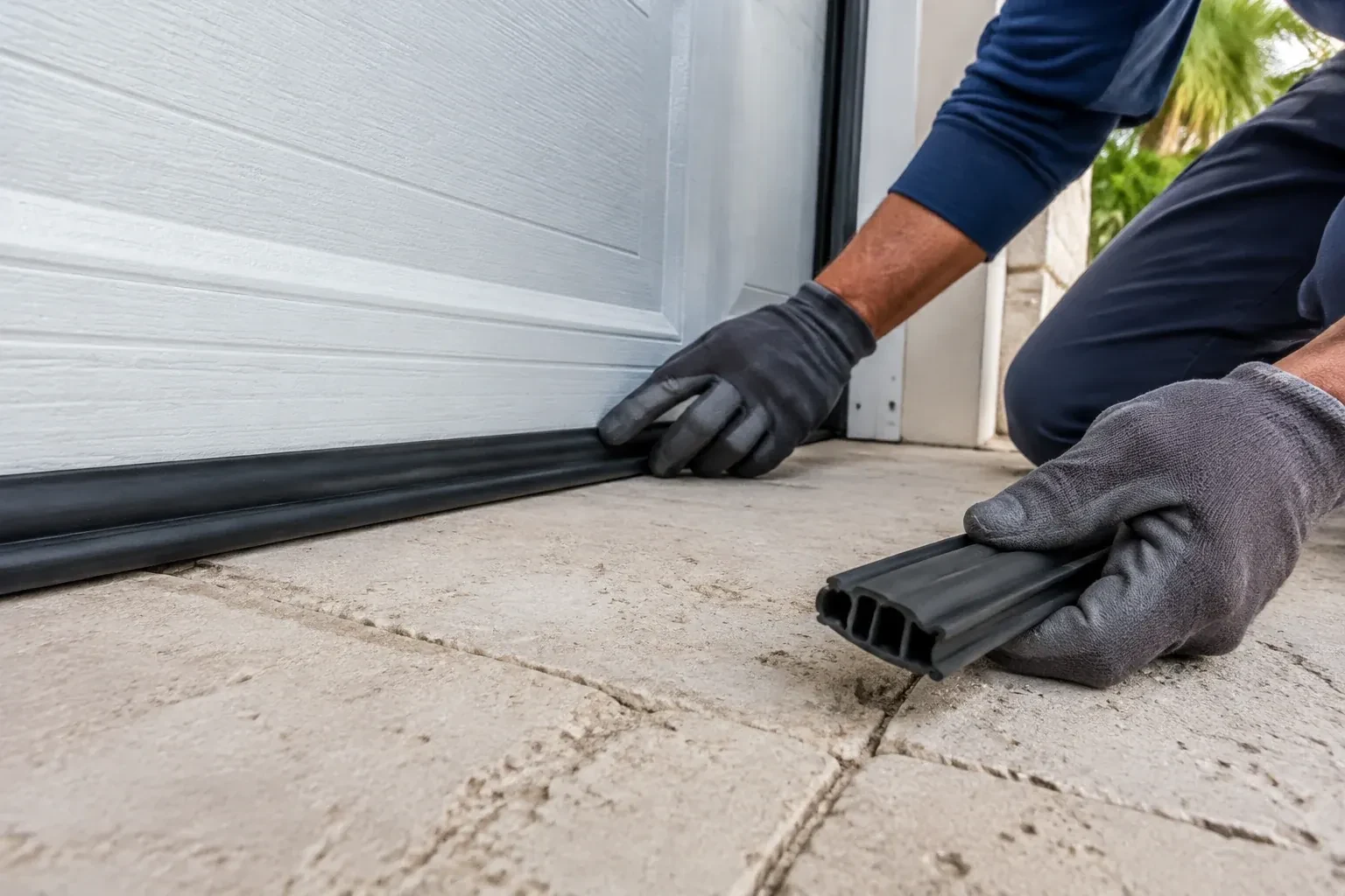 Illustrative garage doors scene; not an actual job — Garage Door Bottom Seal Replacement, Oro-Medonte