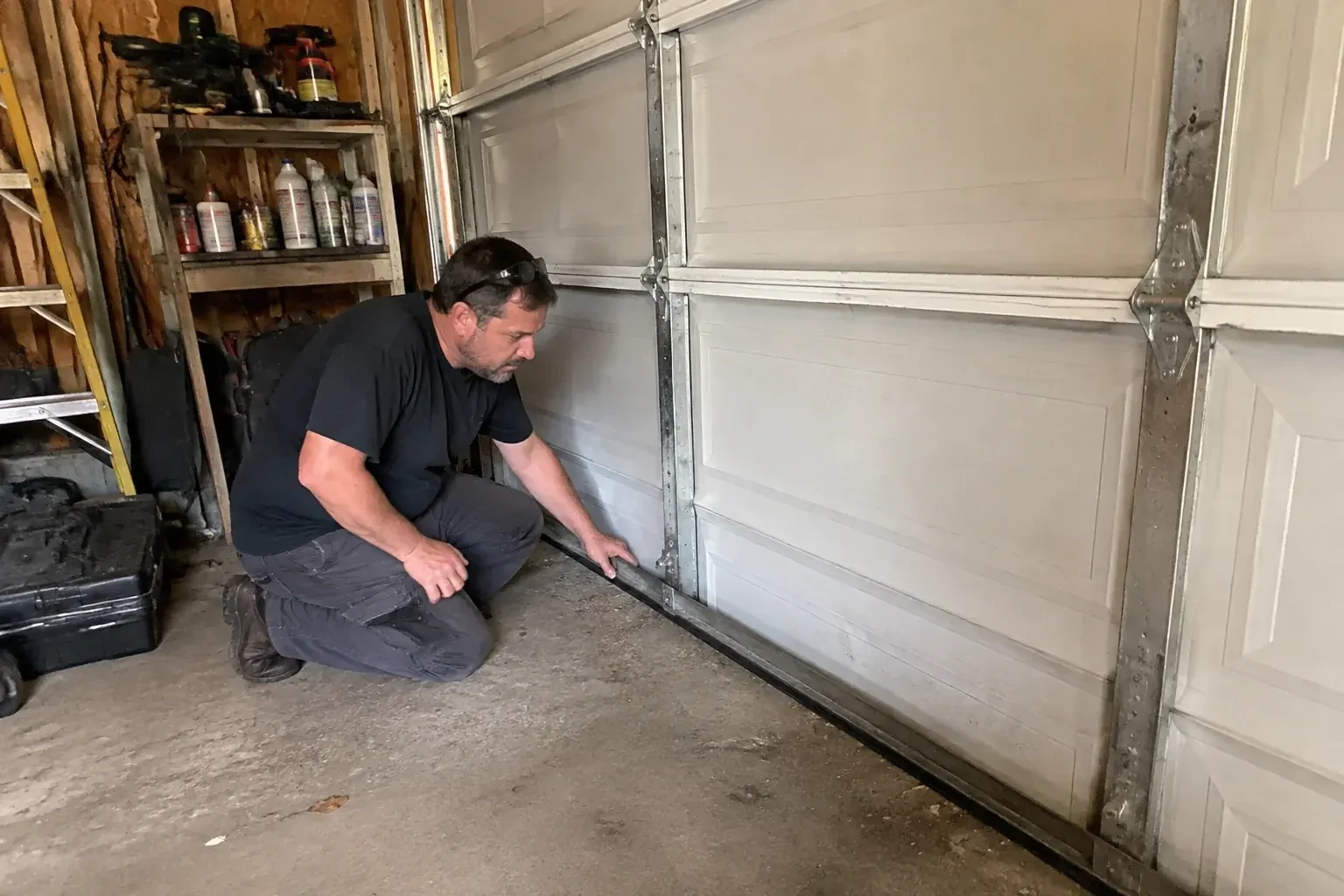 Illustrative garage doors scene; not an actual job — Garage Door Roller Replacement, Oro-Medonte